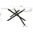thumbnail image 2 of 61" Rectangle Glass Dining Table for 4-6, Luxury Kitchen Table with Tempered Glass Top and Black Metal Cross Legs, Modern Glass Dinner Table for Kitchen Dining Room Small Apartment, 2 of 18