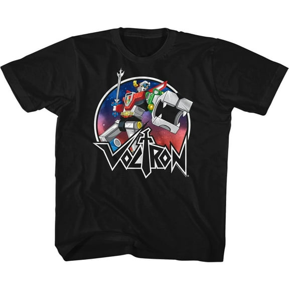Voltron Circle Robot Sketch Black Youth T-Shirt S (7-8)