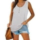 thumbnail image 2 of Playeras,Blusas y Tops,Ropa para Mujer Mujeres camisetas sin mangas Dressy Casual Camiseta sin mangas para mujer, cuello redondo, sin mangas, túnica, , con botones, para verano (White, M), 2 of 5