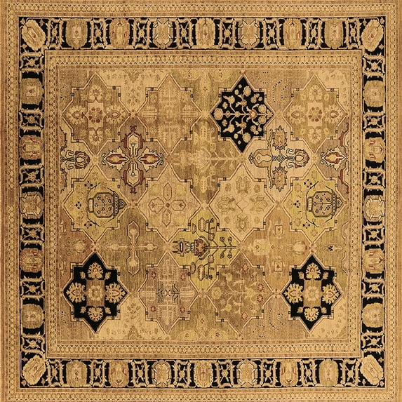 Ahgly Company Indoor Square Oriental Brown Industrial Area Rugs, 6' Square