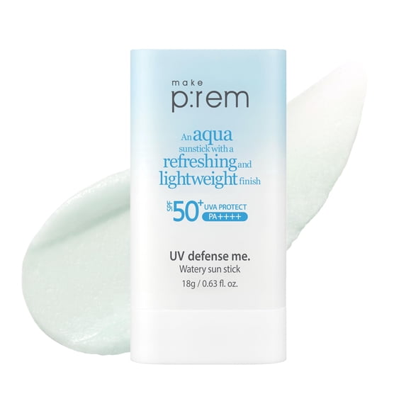 MAKE P:REM UV Defense Me. Barra solar acuosa SPF 50+ PA++++ Barra solar hidratante y refrescante Acabado ligero no graso Protector solar coreano 0.63 fl. onz. 18g