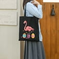 thumbnail image 5 of GOSMITH Packing Books Easter Flamingo Easter Bunny Egg Basket Funny Easter 2 Pcs Canvas Tote Bags Cute Aesthetic Tote Bags with Zipper Black, 5 of 8