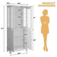 thumbnail image 7 of HLR 72 " Freestanding Kitchen Pantry Storage Sideboard,Glass Display Cabinet with Doors, White, 7 of 7