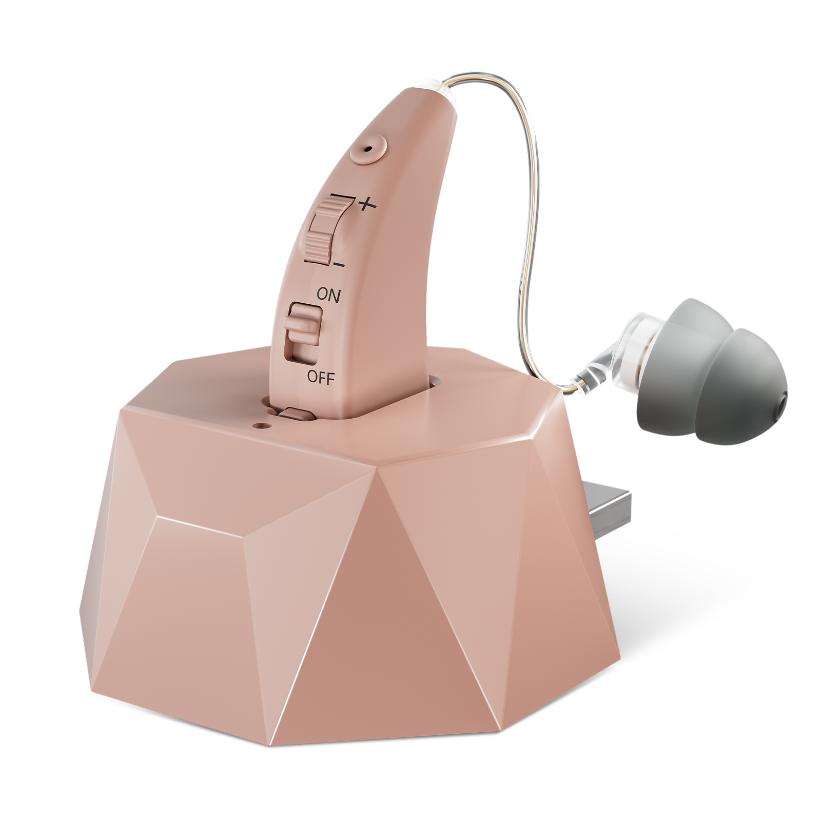 Delmicure Hearing Aids for Seniors with Charging Base, 8-Level Volume, Rechargeable, Digital, VHP-1504 Beige, Single