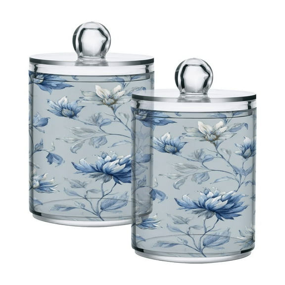 High-value clear storage jars keep life organized and within reach one sizex2 Exquisite Blue Peony Design