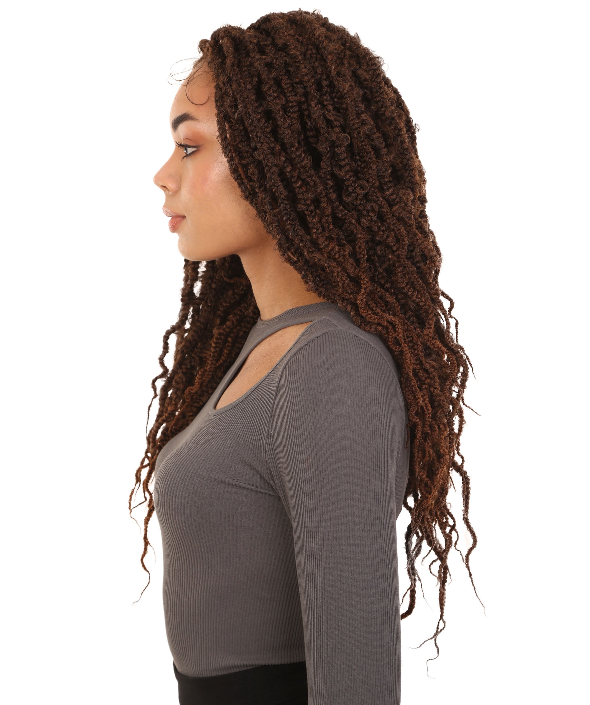LUXLUXE Minia Curly Braid 27 inch Long 4X4 Hand Tied Lace Braid Braided Wig, Beauty Heat Resistant Fiber BLB-0155 (Black to Copper Blonde blend)