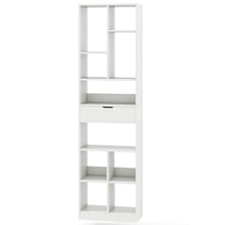 Resenkos 7-Tier 180cm Floor-Standing Bookshelf with Drawer - Display Rack & Storage Shelf, White