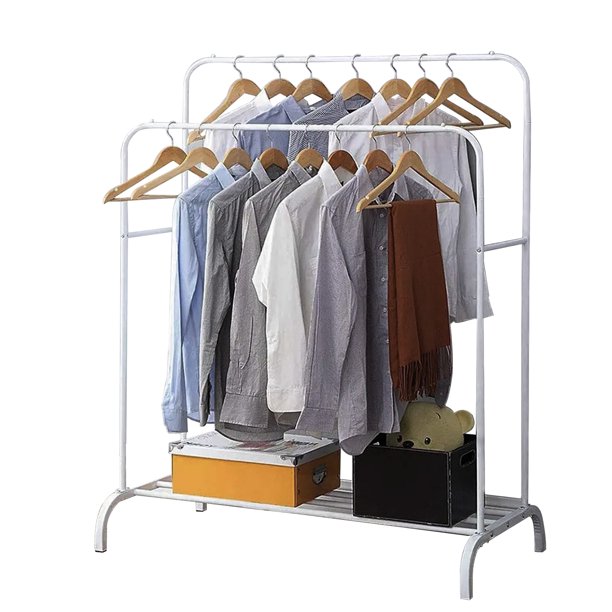 Metal Garment Rack MultiFunctional Double Pole Clothing Rack for