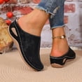thumbnail image 6 of YOUYEDIAN Leather Orthopedic Shoes for Women Slip-On Nurse Shoes Fashion Round-Toe Wedge Heel Thick-Soled Comfortable Arch Support Walking Mules (Black, 6.5 Wide（EU-37）), 6 of 7