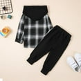 thumbnail image 4 of 2Pcs Toddler Boys Hoodie Clothes Sweatsuit Kids Long Sleeve Plaid Shirts Top + Matching Drawstring Sweatpant Long Pants Set 12M-5T, 4 of 8