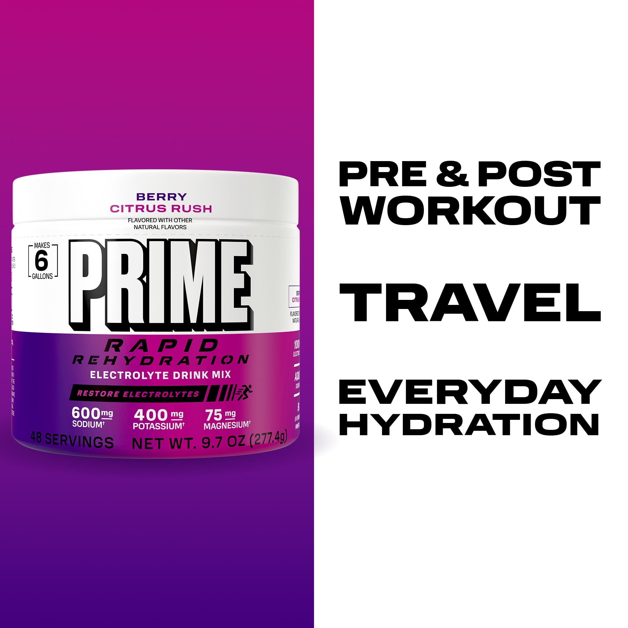 Prime Rapid Rehydration Powder, Berry Citrus , 48 srv, Tub
