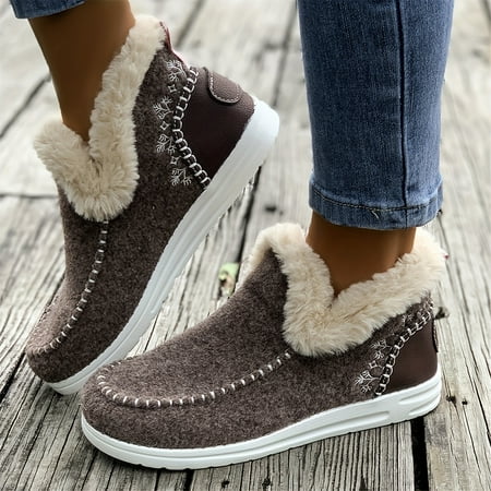 

GUMAAY Cozy Winter Warmth Shoes - Plush Lined Thermal Insulation Round Toe Slip-On Design Comfortable Outdoor Walking Shoes for Cold Weather