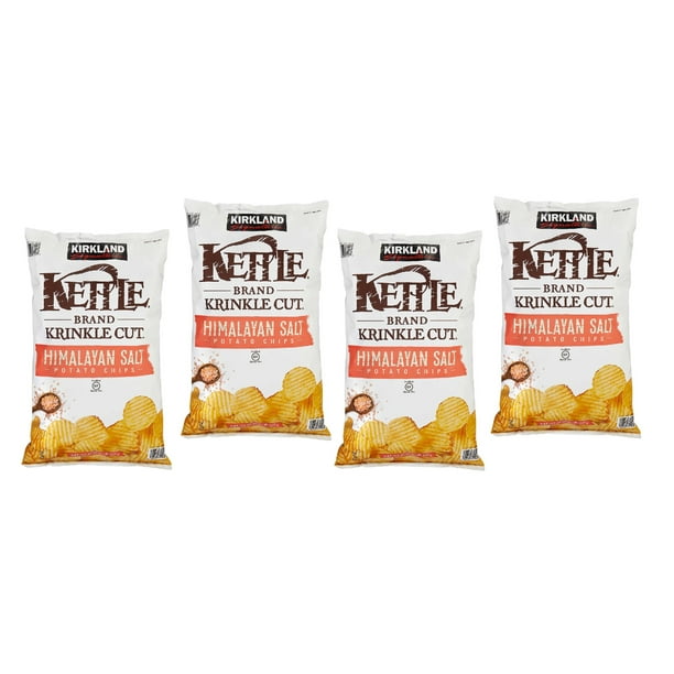 Kirkland Signature Krinkle Cut Kettle Chips, Himalayan Salt, 32 oz 4PK