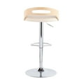 thumbnail image 4 of Cassis Mid-Century Modern Adjustable Barstool With Swivel In Natural Wood And Cream Faux Leather, 4 of 7