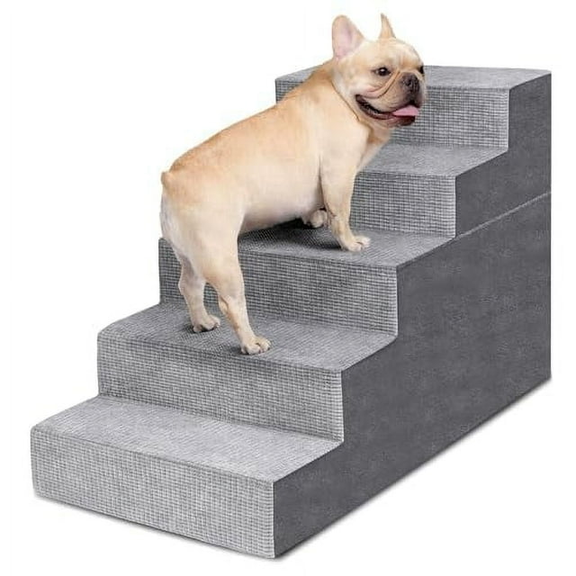 Escaleras Heeyoo de espuma para perros, 5 peldaños, antideslizantes, para perros, color gris