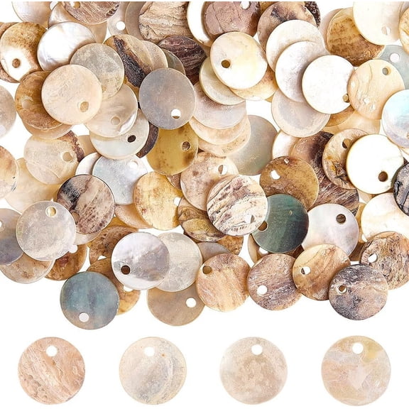 1 Box 240Pcs Flat Round Shell Charms Mother of Pearl Discs Coin Beads Nature Round Shell Pieces