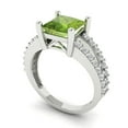 thumbnail image 2 of Clara Pucci 14K White Gold Solid Gold Peridot Solitaire with Accents Anniversary Ring for Women - 2.48 cttw Princess Cut, 2 of 8