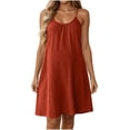 thumbnail image 2 of Hvogkswy Cotton Linen Nightgowns for Women Solid Sleeveless Crew Neck Camisole Dresses Soft Breathable Home Sleep Dress, 2 of 8