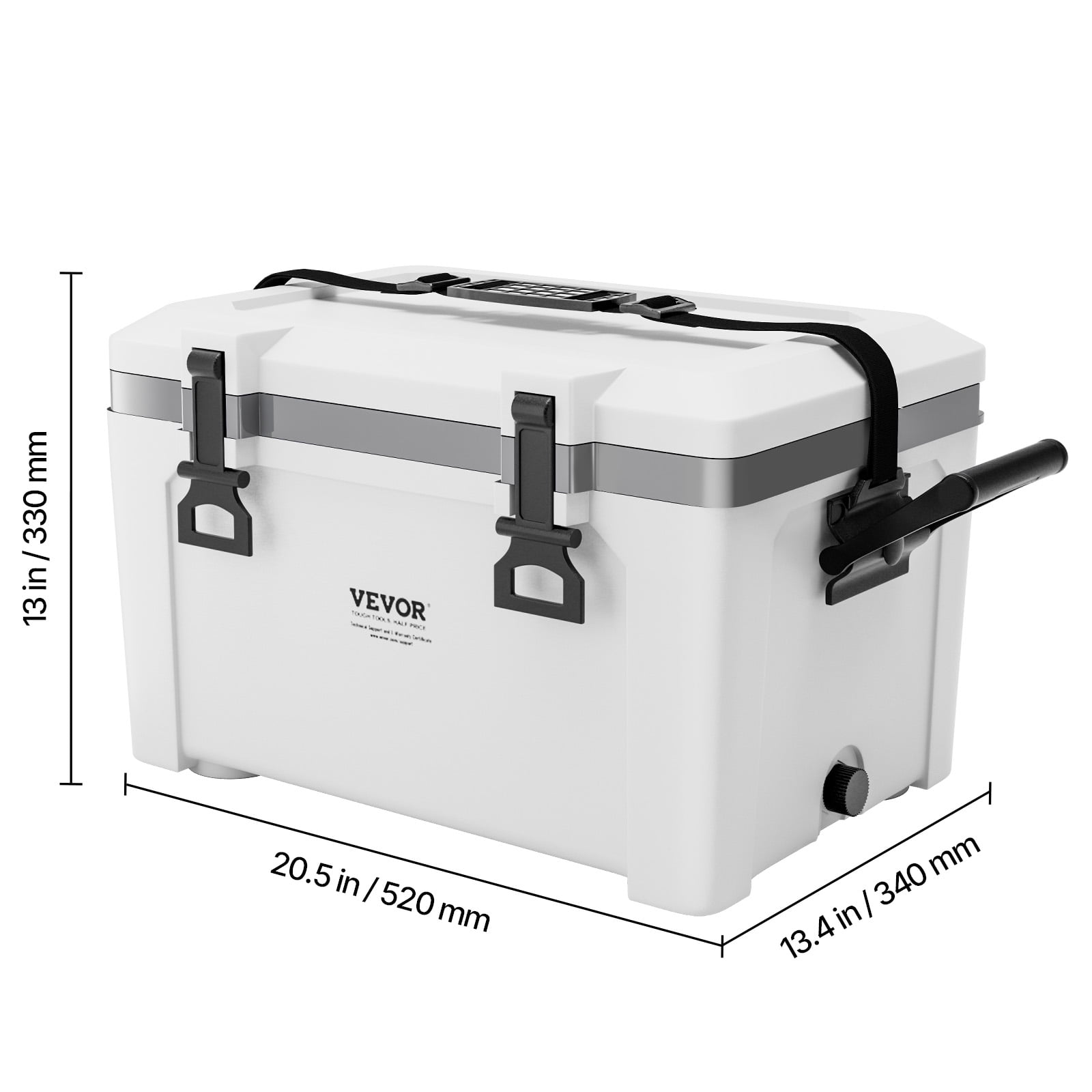 VEVOR Portable Cooler, 26 QT Hard Cooler with Ice Retention, Heavy-Duty Handles and Strap, Lightweight Rigid Material Insulated Portable Cooler, Suitable for Family Picnics and Short Trips