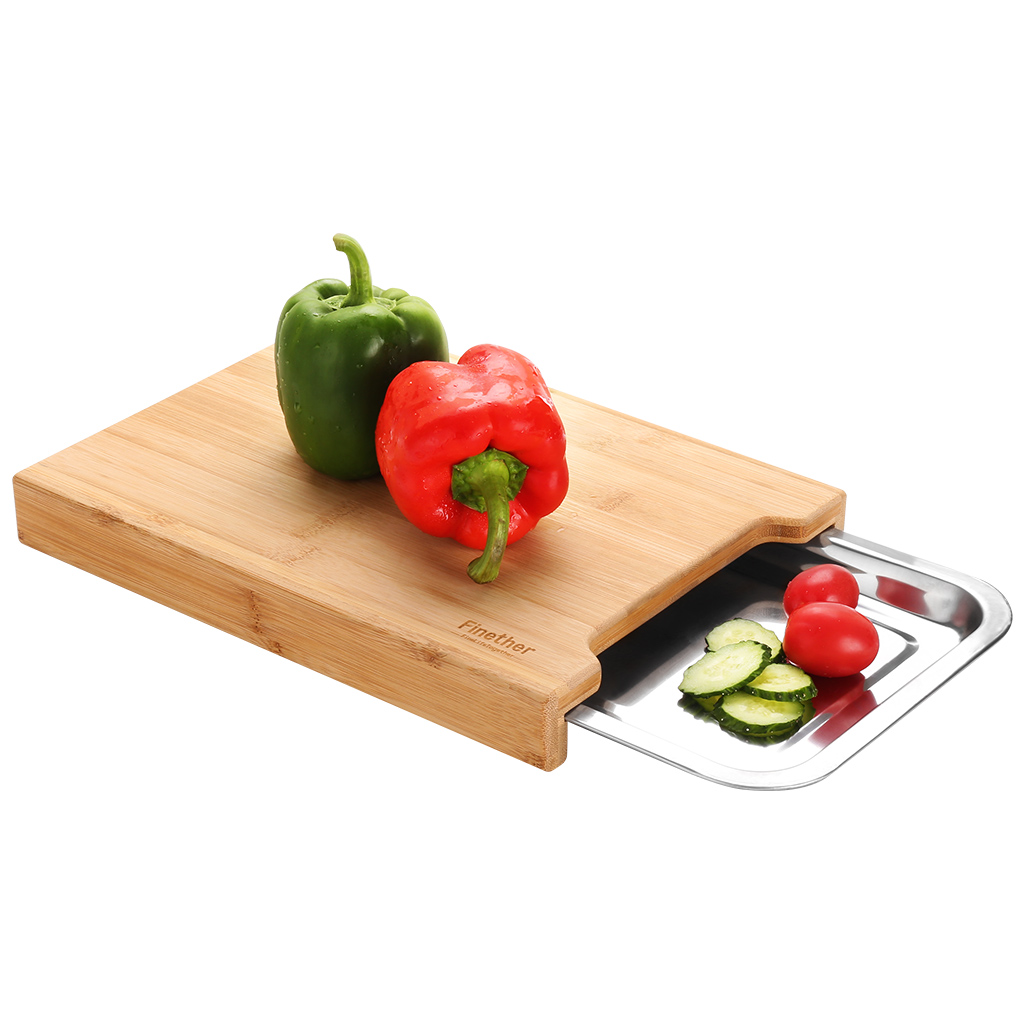 Professional Bamboo Wood Cutting Board and Removable Slide Organic