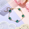 thumbnail image 2 of Glass Flower Link Bracelets Brass Cable Chain Jewelry for Women Golden Green 7-1/4 inch(18.5cm), 2 of 4