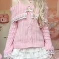 thumbnail image 1 of Pretty Cute Outfits Harajuku Cosplay Sweater Kawaii Lace Trim Off Shoulder Pullovers Y2K Aesthetic Vintage Long Sleeve Jumpers, 1 of 5