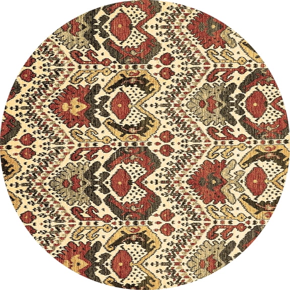 Ahgly Company Indoor Round Abstract Brown Modern Area Rugs, 3' Round