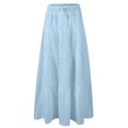thumbnail image 4 of Staron Jupes Longues pour Femmes Été Bohème Fluides à Volants Jupe Maxi Ligne A Mode Tendance Taille Élastique Plissée Longue Robe de Plage, 4 of 5
