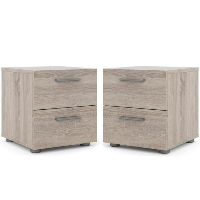 Tvilum Canada Table de Chevet Moderne à 2 Tiroirs en Truffe (Ensemble de Deux)