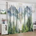 thumbnail image 2 of Kitchen Batroom Office Deocr 42" W X 45" L designed forForest Light Blocking Curtain, Watercolor Style Nature Woodland Green Forest Mountain Plant Window Treatments Rod Pocket 2 Panels Drape, 2 of 8