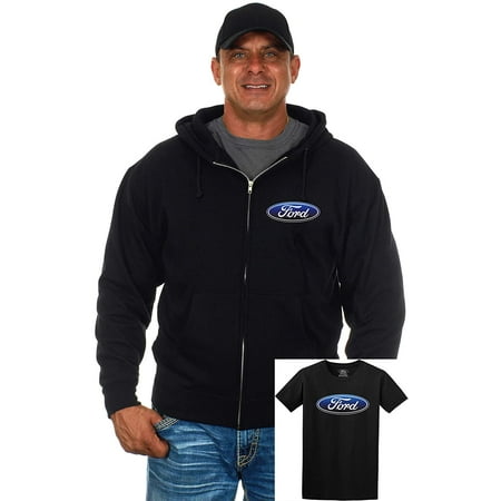 Comfy Hoodie Set - JH Design Group Men's Ford Emblem Zip-Up Hoodie & T-Shirt Combo Gift Set