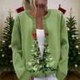 thumbnail image 3 of Women'S Christmas Sweater Cute Fun Christmas Sweater Fall And Winter Long Sleeve Knitted Sweater for Fall and Winter, Festive and Cozy, Great as Christmas Sweaters for Women ,Army Green,L, 3 of 7