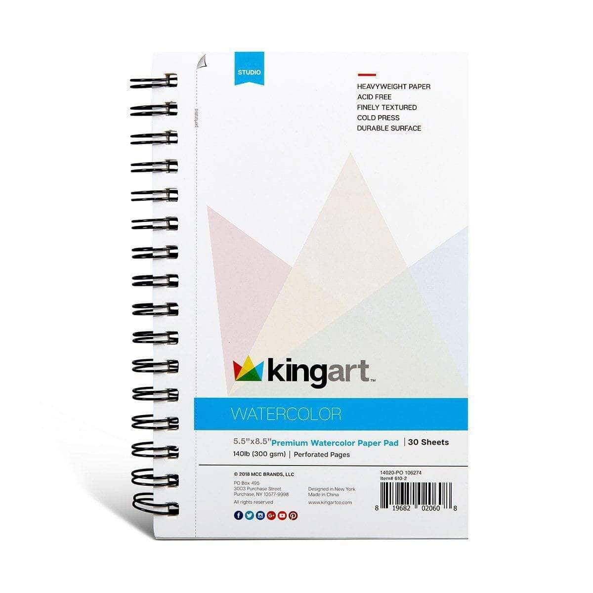 KINGART® Watercolor Paper 2-Pack, Cold Pressed, Acid Free