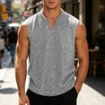 thumbnail image 2 of IhhxPro Men's V-Neck Sleeveless Tank Top Summer Casual Tee Textured Muscle Shirt Lightweight Breathable Athletic Gym Workout Beach Layering Loose Fit M-3XL, 2 of 9