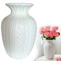 Matte White Flower Vase,Unique Wheat Ear Textured Modern Large Vases for Trendy Home Decor Living Room Entryway Shelf Office Rustic Table Centerpiece(Matte White,A)
