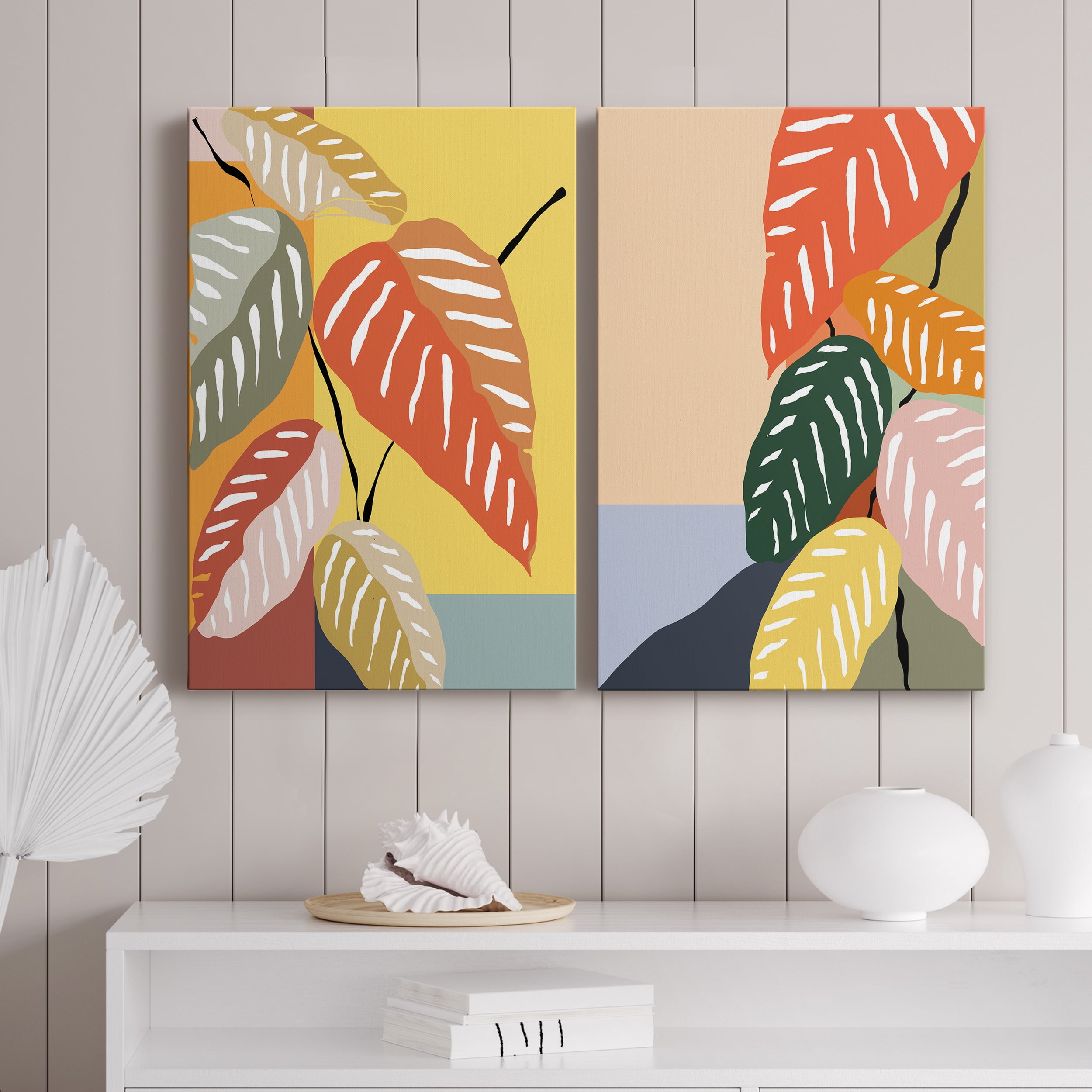 Tropical Plant I Premium Gallery Wrapped Canvas - Ready to Hang - Set of 2 - 8 x 12 Each