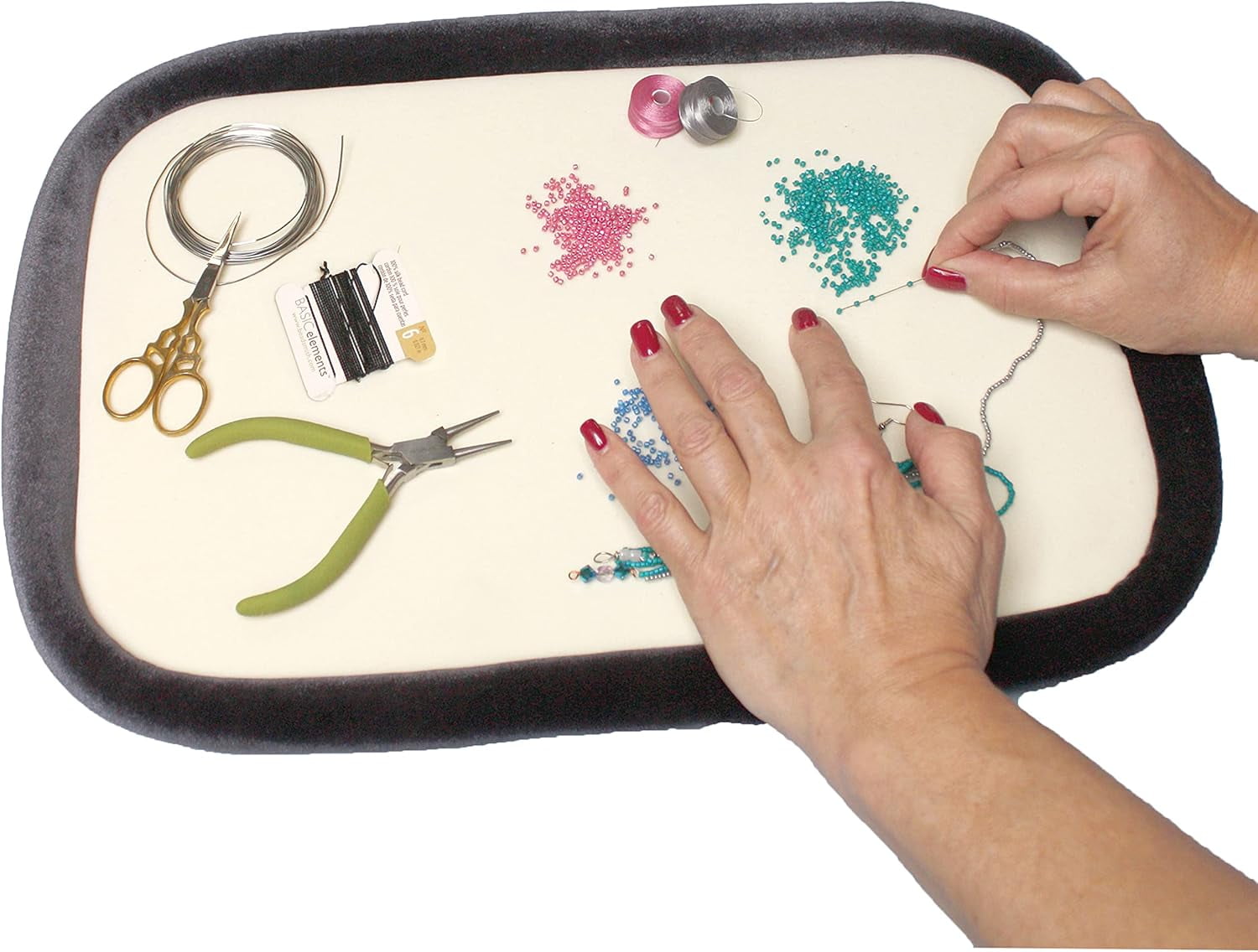The Beadsmith Craft Bumper – Basic Elements – Rectangle Shape, 17.75” x 11.75”, 1” Bumper Border, Sturdy Design Tray with Raised Edge, Excellent for Beading, Jewelry Making & DIY Hobbies