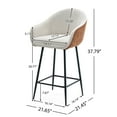thumbnail image 3 of Horatia Mid-Century Modern 26.5'' Counter Height Bar Stools, Upholstered Barstools with Metal Legs, Beige+Brown, Set of 2, 3 of 9