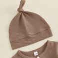 thumbnail image 3 of Cjfdfy Newborn Baby Boy Girl Footed Romper Outfit Solid Color Ribbed Long Sleeve Side Snaps Jumpsuit With Hat Infant Cute Coming Home Fall Winter Outfit 0-6 Months, 3 of 6