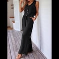 thumbnail image 4 of Conjunto de Dos Piezas para Mujer, 2025, Sin Mangas, con Botones, Informal, con Bolsillo y Pantalones Anchos. Negro XL, 4 of 7
