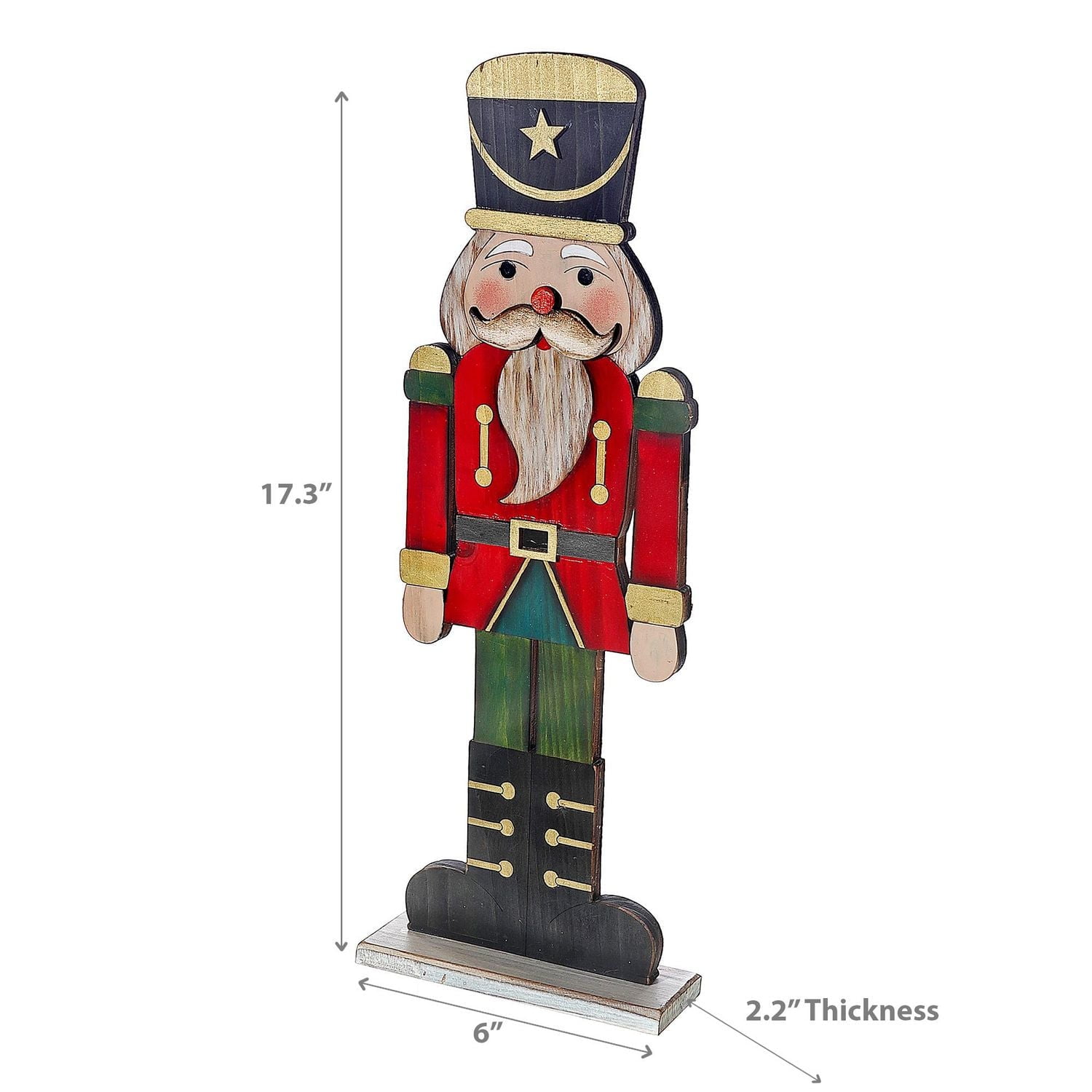 Christmas Wooden Nutcracker On Stand Black Hat