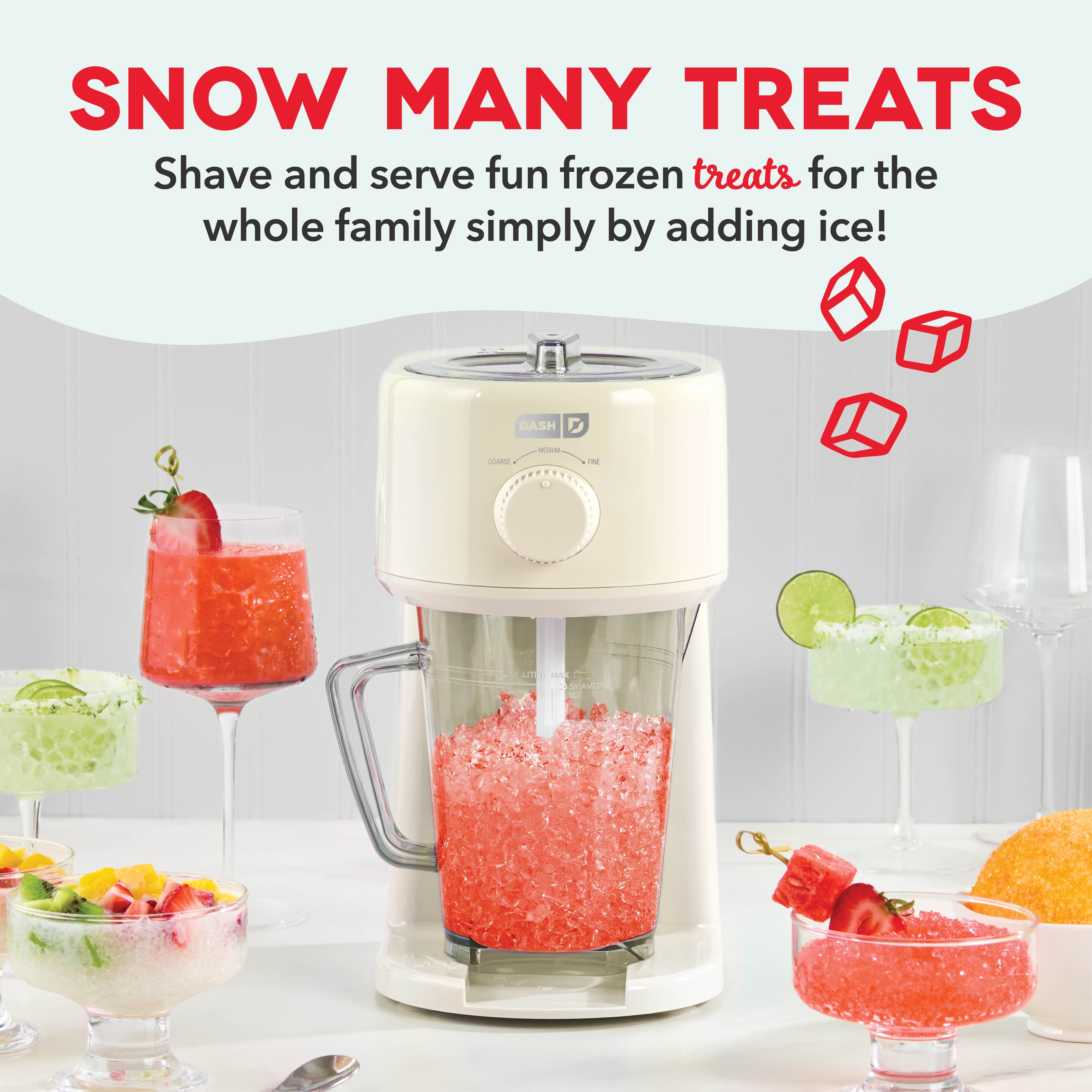 Dash Deluxe Shaved Ice & Slushy Maker with Serving Pitcher, 1L,  for Homemade Shaved Ice, Snow Cones, Slushies, Cocktails & More, Cream