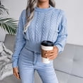 thumbnail image 4 of Fall Clothes, Sweater Cute Sweaters For Women Fitted Trendy Women's Autumn And Winter Top Ins Style Casual Long-Sleeved Knitted Sweater Top Casual Sweater Black Cotton Shirts (M, Blue) TBKOMH, 4 of 5