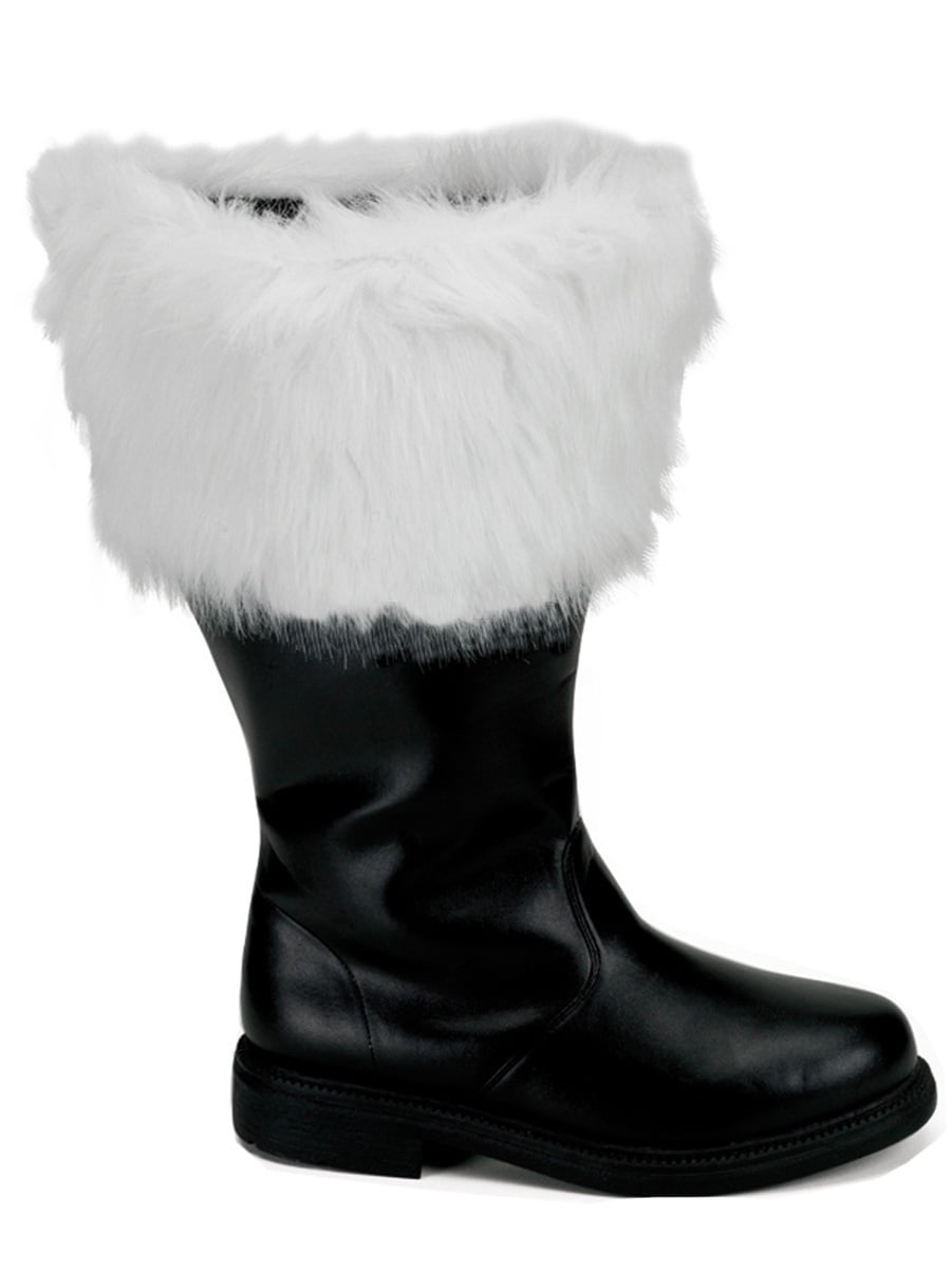 Funtasma Do Not Amz Mens Wide Width Black Santa Claus Boots White Faux Fur Cuff Holiday MENS