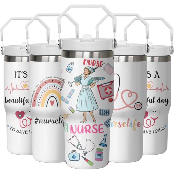 30oz Nurse Insulated Tumbler, Perfect for Nurse''s Day Gifts, Nurse''s Week Gifts, New Nurse Gifts, Nurse Tumbler with Handle, Gifts for Nursing Students.