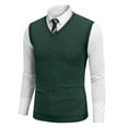 thumbnail image 4 of Fgnfyis Men's Tank Tops Sleeveless Sweater Vest Comfortable Knitted V Neck Spring Fashion Casual Wear Stylish Lightweight Top for Men Tank Top Men Dark Green_002 XL, 4 of 6