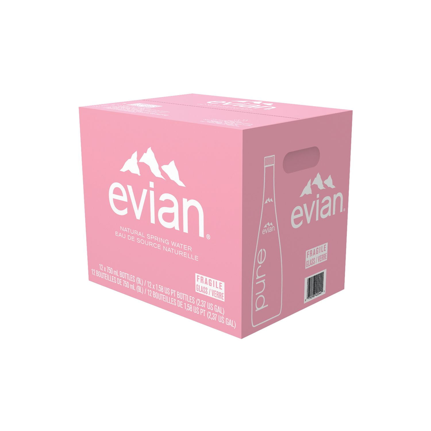 Evian Natural Spring Water, 25.3 Fl Oz, Glass, 12-Pack
