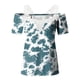 thumbnail image 5 of Blusa informal de manga corta con cuello en V y encaje con hombros descubiertos para mujer OAVQHLG3B Store  lin121212, 5 of 5