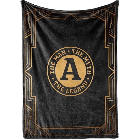 Gifts for Men, Initial Mens Gifts for Him, Birthday Gift Ideas, Mens Blanket, 300gsm Flannel Throw Blanket Gift for Dad, Grandpa, Husband