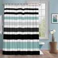 Abstract Stripe Shower Curtain Set with Hooks, Classic Green Black ...